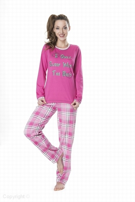 Heup het doel Gespierd Dames :: Pyjama's :: Rebelle dames pyjama 'Sleep with the Best' ruit roze