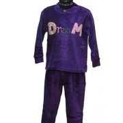 Lunatex meisjes pyjama velours 'Dream/effen' paars
