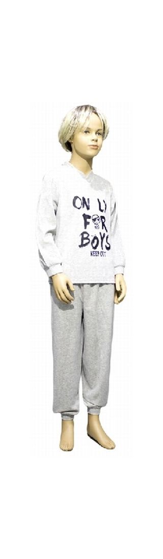 Lunatex jongens pyjama velours 'Only for Boys' grijs
