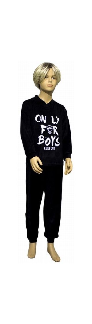 Lunatex jongens pyjama velours 'Only for Boys' zwart