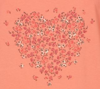 Tenderness dames nachthemd korte mouw 'Flower heart' zalm