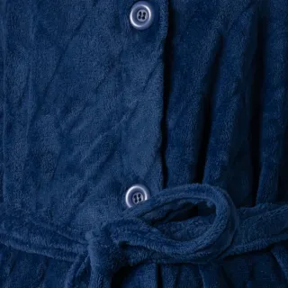 Cocodream dames badjas fleece met knopen Schaduwruit blauw