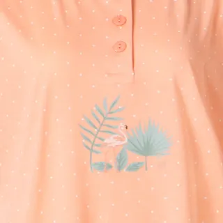 Cocodream dames nachthemd korte mouw Tropic flamingo zalm