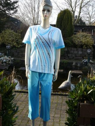 Hajo dames pyjama 3/4 broek 'Zebra' blauw