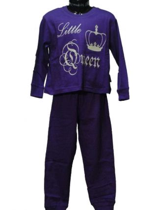 Funderwear meisjes pyjama 'Little Queen' paars