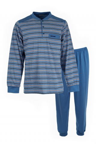 Gentlemen heren pyjama 'Summer stripes knoop' jeans