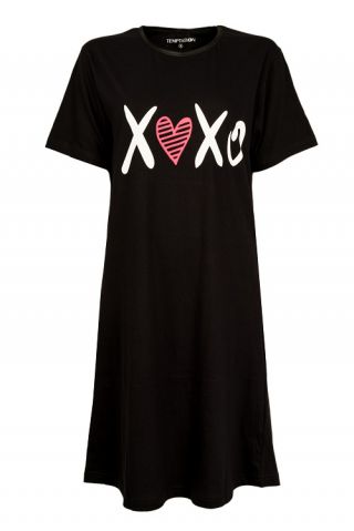 Temptation dames nachthemd korte mouw 'XOXO' zwart