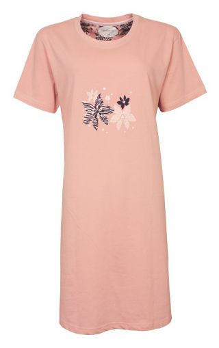 Tenderness dames nachthemd korte mouw 'Dark pink flower' oudroze