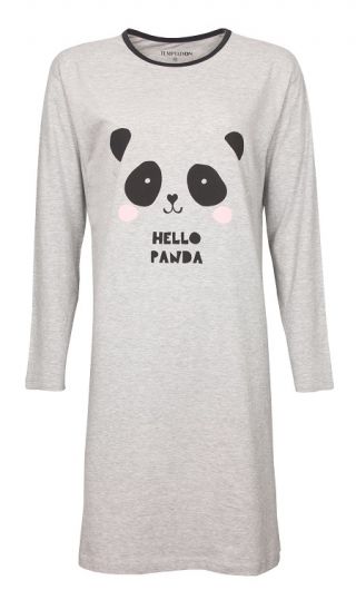 Temptation dames nachthemd lange mouw 'Panda' grijs mêlee