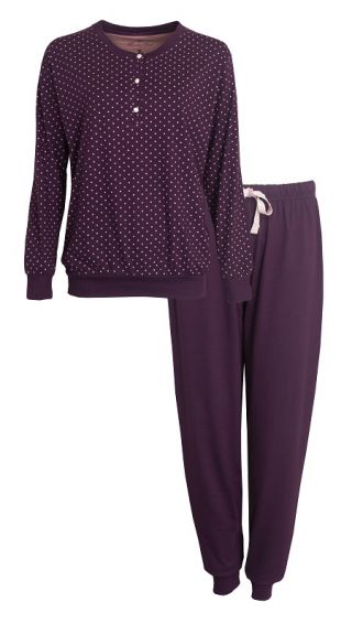 Medaillon dames pyjama 'Stipjes' paars