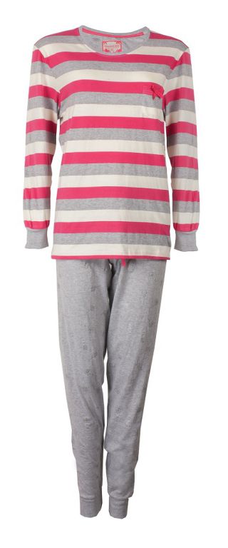 Irresistible dames pyjama 'Grof streep' roze/grijs
