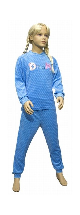 Lunatex meisjes pyjama velours 'Dream/bewerkt' turquois